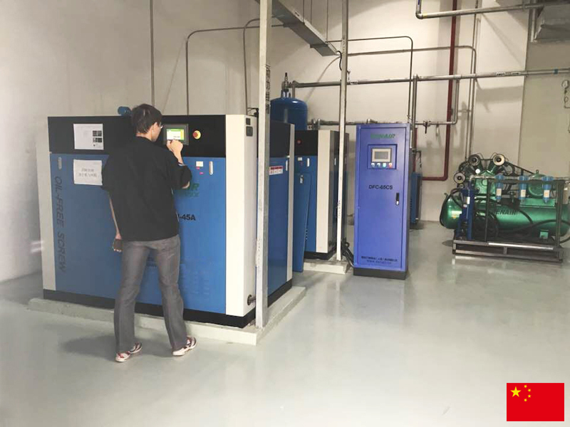 Dry Oil-free Air Compressor for Wind Tunnel Experiment of TOYOTA Automobile Production Line